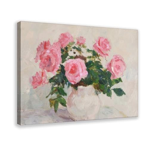 Poster vintage sur toile motifs roses françaises dimensions 41x61 cm
