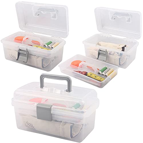 Utoolmart Tool Box, Plastic Tool Box With Removable Tool Tray,Organizer And Storage For Tools,Parts,Toys, Art 10.2 X 6.5 X 5.5 Inches Fully Translucent 1 Pcs #TOP5
