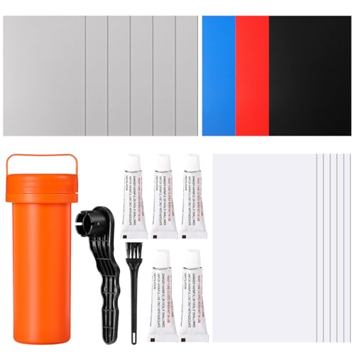 Gejoy Inflatable Boat Repair Kit Include 9 PVC Patch, 6 TPU Repair Patch, 1 Maintenance Barrel, 1 Valve Wrench, 1 Brush and 5 Pcs 3g Glue, Rubber Boat Repair Patches Set for Inflatable Kayak