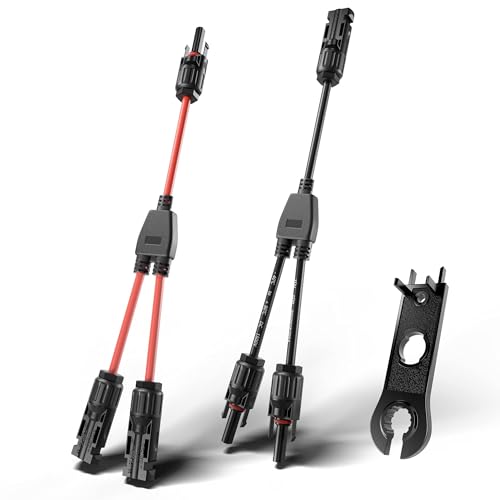 Image of OYMSAE 30A Solar Connectors - Waterproof Y Branch Parallel Adapter Cable Kit for Solar Panel