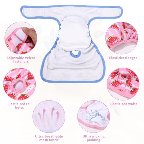 3 Stück Größe S Wiederverwendbare Hundewindeln Weiblich, Läufigkeitshose für Hündinnen für kleine Hunde bei Läufigkeit und Inkontinenz, Hochsaugfähige Hundewindeln Größenverstellbar