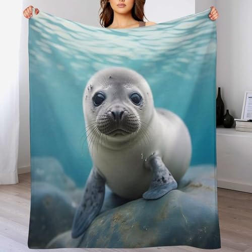 Couverture motif phoque impression 3D pour réchauffer vos soirées cocooning
