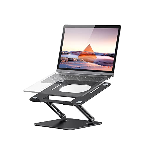 JOIOT Laptop Stand, Adjustable Laptop Stand for Desk, Aluminum Computer Stand Portable Laptop Riser, Foldable Laptop Holder for Mac HP ASUS Acer Surfa