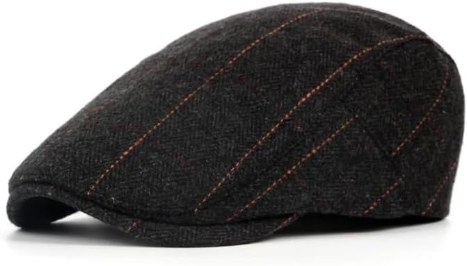 Dark Grey Flat Cap for Men, Breathable Cotton Comfort, Water Resistant, Vintage Newsboy Style, Free Size