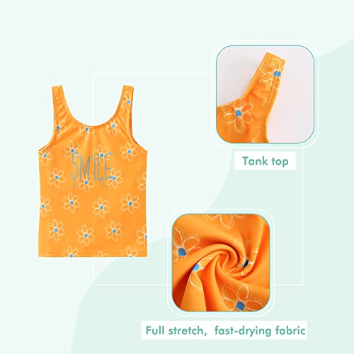 Image of Girls 3 Piece Rash Guard Swimsuits Set for Girls Short Sleeve Bathing Suits Hawaiian Swim Set 3-16 Years