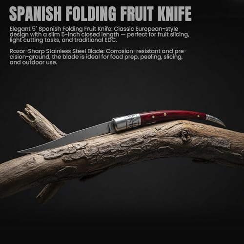 Rite Edge 5″ Spanish Folding Fruit Knife – Slim Pocket Knife with Stainless Steel Blade, Pakkawood Handle & Bolster for Peeling, Food Prep, Travel, and Everyday Carry (EDC) by Rite Edge - Image 2