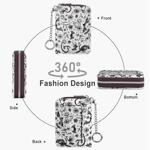 Image of Mayski Credit Card Holder, Zipper Credit Card Wallet for Women, Small Accordion Card Cases Holder, KeyChain Wallet, Business Card Holder, Bat