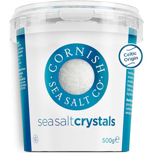Cornish Sea Salt Celtic Sea Salt Original Crystals 500G - 100% Natural Unrefined Mineral Rich Coarse Crunchy Cooking Salt for Seasoning and Baking Contains Up to 82 Essential Minerals