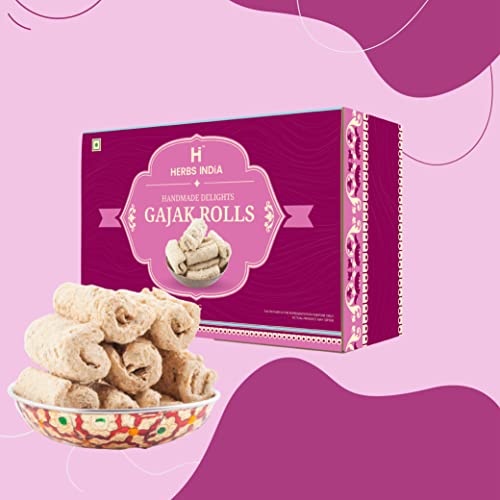 Image of HERBS INDiA Gajak Roll - No Added Preservatives and Colours Homemade Crispy Gazak Roll 400g | Gajjak | Sesame Chikki | Tilkut Sweets | Ghachak | Gazzak | Kutema | Healthy Snack Gift Boxes