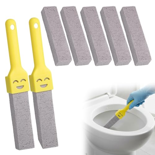 7 Pcs Pumice Stone for Toilet, Toilet Cleaning Stones with Handles, Replaceable Pumice Sticks for Toilet Bowl Limescale Remover, Bathroom Cleaning Supplies for Stains Removal in Toilet Pool Kitchen