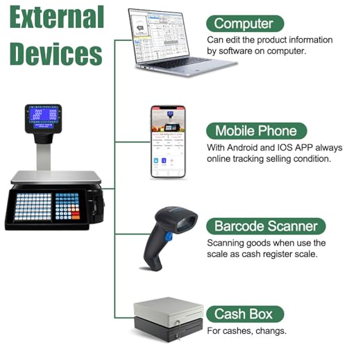 Báscula comercial digital con impresora térmica y doble pantalla miniatura 5