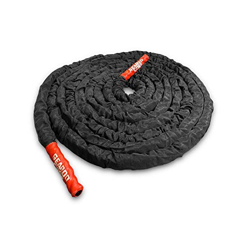 Geardo Battle Rope - 1.5 Inches Width Poly Dacron 30 Feet Length Exercise Undulation Ropes - Gym Muscle Toning Metabolic Workout Fitness (Anchor Not Included) (30, 1.5) #TOP2