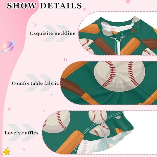 ALAZA Toddler Swimsuit Girl Bathing Suit Swimwear Rash Guard Baseball Bat Long Sleeve 3T4