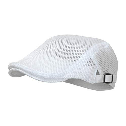 WITHMOONS Ivy Cap Summer Mesh Newsboy Irish Gatsby Golf Hats MZ30038 (Mesh_White)