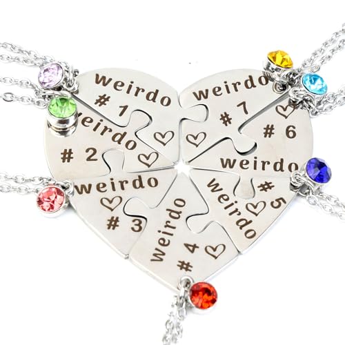 Ximerinf Weirdo 1 Weirdo 2 Weirdo 3 Weirdo 4 Necklace Heart Bff Necklace for 4 Best Friend Necklaces...