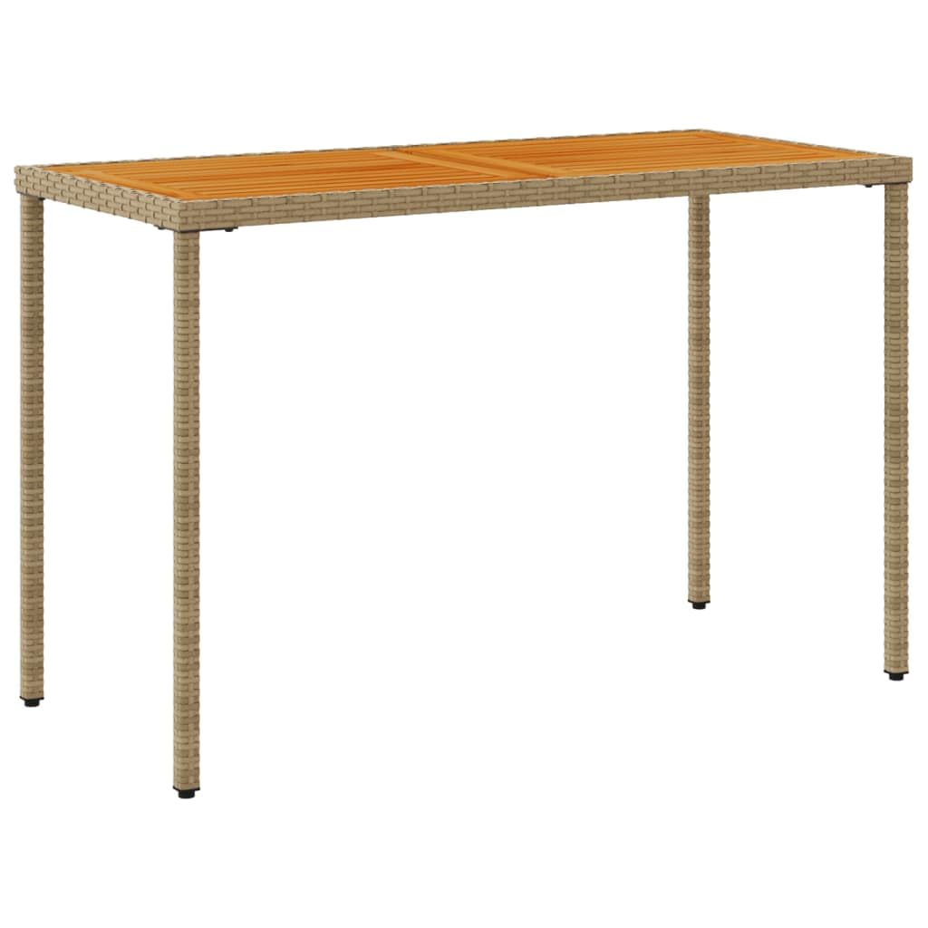 Fengshui Stół ogrodowy z blatem z drewna akacjowego, 115 x 54 x 74 cm, polirattanowy