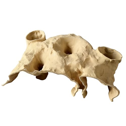 Nsawtasche Aquarium Höhle - Natürliches Kurven Aquarium Dekoration Zubehör, Fisch & Garnelen Versteck für Kampffische und andere kleine Aquarienbewohner. (Sandgelb, 19 * 11 * 5cm)