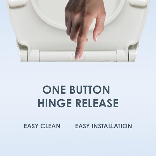 AQUALONA® Premium Thermoplastic Toilet Seat Soft Close Hardwearing Seat with One Button Hinge Release Oval Shaped Easy to Clean Simple Installation Top and Bottom Fittings (White - Oval Shaped) - View 6