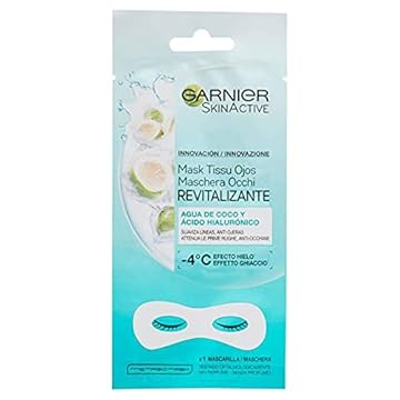 Garnier Maschera Occhi Monodose con Acqua di Cocco e Acido Ialuronico, Azzurro, 1 Unità, Confezione da 1