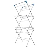Crystals 3 Tier Foldable Clothes Airer, Folding Clothes Horse, Clothes Drying Rack, Non-Slip Feet Indoor/Outdoor, Laundry Clothes Rack, Washing Line Airer Drying Rack (Off White) - Image 1