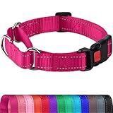 Joytale Martingale Collar for Dogs, Reflective Heavy Duty for Safety, Quick Release Buckle, Adjustable Nylon Collars for Medium Dogs Walking Training, Hotpink,M