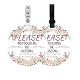 PLIGREAT 2 Pack No Touching Baby Car Seat Sign for Newborn, Flower Pattern Please Dont Touch Baby Signs for Baby Girl Boy, No Kissing Baby Stroller Tag with Hanging Straps and Clip