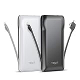 TG90° 2 Pack 10000mah Power Bank with Built-in Cables for Cell Phone Battery Backup