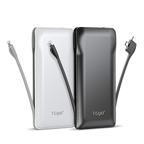 Tg90° 2 Pack 10000Mah Power Bank With Built-In Cables For Cell Phone Battery Backup #TOP8
