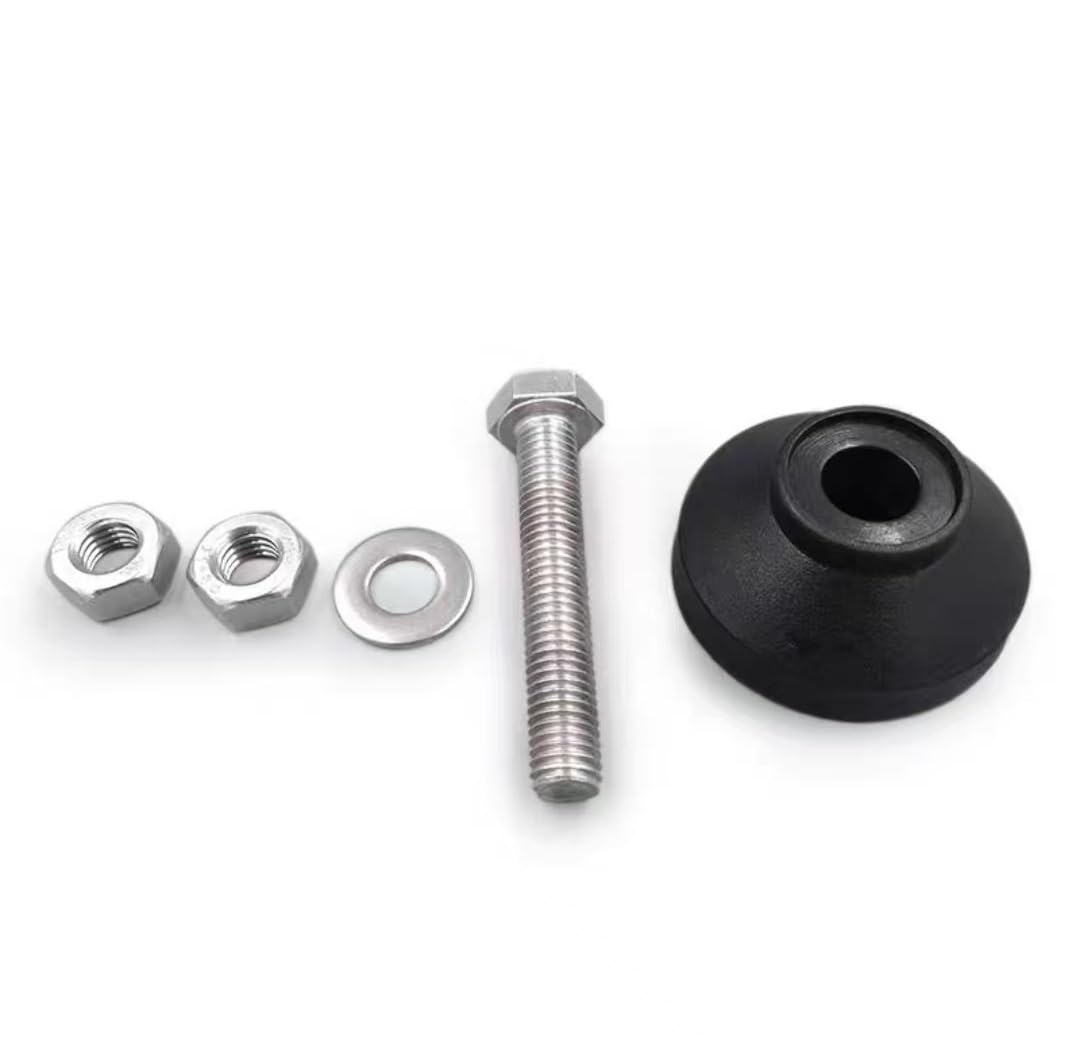 Patas antivibración ajustables D60 D80 para base de goma de piel y tallo de acero inoxidable para mesas de cabi, paquete de 2 unidades (D80 x M16 x 120 mm)