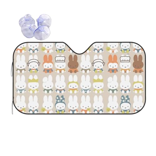 Zateem 車フロントサンシェード ミッフィー バブルアルミ箔素材 完全遮光 愛車に涼しさをもたらす 全面 UVカット サンシェード 車 フロント 全面遮熱 コンパクト 折り畳み式 KHIY012