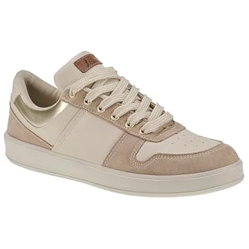 Tênis Nude Feminino Casual Confortável com Recortes Colorido Original Lóris Shoes 7802 (Nude, BR, Adulto, Numérico, 40)