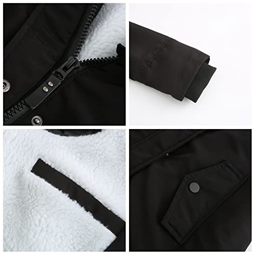 Wumawei Women's Thickened Down Jacket Winter Warm Fleece Lined Hoodie Parka Jacket Mid-Length Hooded Fleece Cotton Coat #TOP4