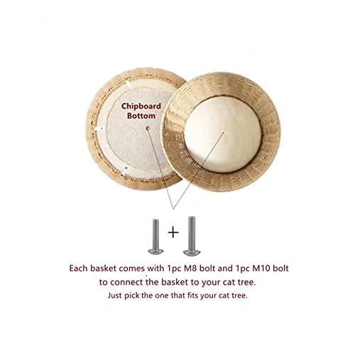 Shengocase Cat Tower Tree Accessories Replacement Part Basket Bed, Handwoven Wicker Rattan Cat Bed Nest Bowl With Soft Cushion (1Pc) #TOP3