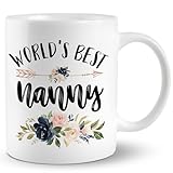 JRTW Nanny Mug, Nanny Coffee Cups Ceramic, World's Best Nanny Coffee Mug, Nanny Gifts, Nanny Gifts for Grandma, Gifts for Nanny, Best Nanny Ever Gifts, Nanny Coffee Mug Gifts for Nanny