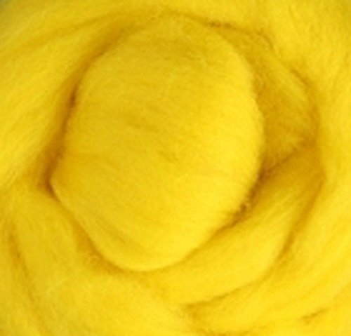 Corriedale Wool Roving One Ounce Yellow, Orange, Green Colors for Felting and Spinning (Yellow)