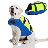 SlowTon Ripstop Schwimmweste Hund, Verbesserter Auftrieb, Verstellbare Rettungsweste für Haustiere mit reflektierendem Rettungsgriff, Schwimmweste für Hunde zum Surfen Schwimmen Wassersport