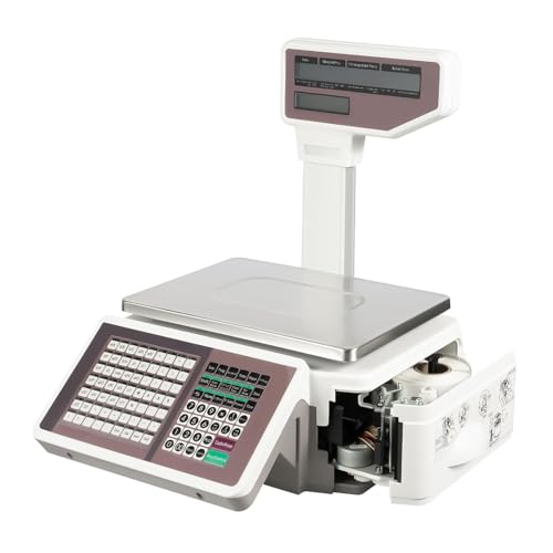 Báscula de Impresión de Etiquetas - Báscula Digital de Alta Precisión con Doble Pantalla, Ideal para Supermercados, Tiendas Minoristas y Almacenes - Caja Registradora Comercial 30 Kg/60 Lb