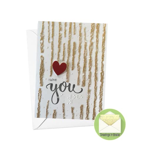 Valentine's Day Handmade Tactile Braille Greeting Cards (Custom) Personalized Messages for the Visually Impaired (I love you)