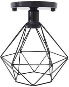 Lustre De Teto Industrial Plafon Retrô Aramado Diamante Preto