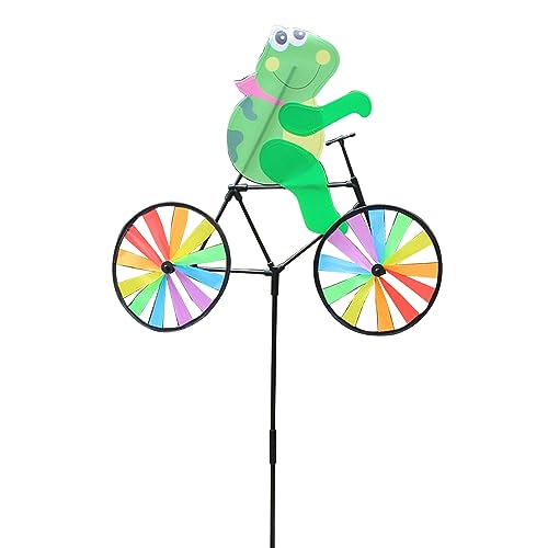 hokojix 3D Animal on Bike Windmill Wind ner Toys Ornament Accessory for Outdoor Gadren Yard coration Ornaments Supplies, Green