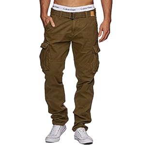 Indicode Heren William Cargo Pants | Cargobroek van katoen met riem