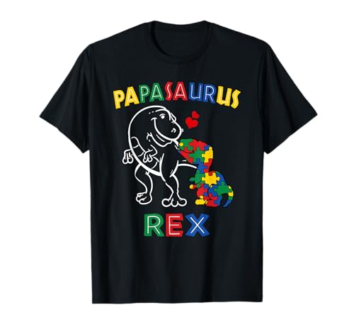 Papasaurus Autism Awareness Father's Day Daddy Dinosaur Papa T-Shirt
