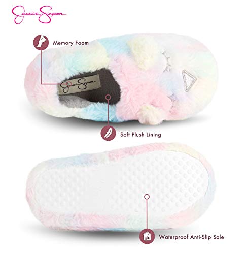 Jessica Simpson Girls Cute And Cozy Plush Slip On House Slippers With Memory Foam, Tie Dye, X-Large #TOP2