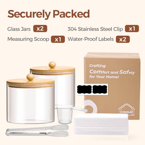 ComSaf Half Gallon Cookie Jar, Large Glass Jar with Lid Set of 2, 1.8 Qt Glass Food Storage Containers, Flour Sugar Storage Containers for Candy Cereal Nuts Beans, Canisters Sets for The Kitchen by ComSaf - Used condition - Image 8