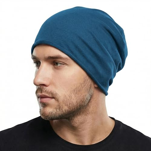 Image of ZLYC Cotton Thin Slouchy Beanie Hat for Men Women Fashion Soft Stretch Knit Skull Cap