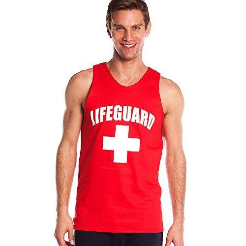 Lifeguard Cross + Men's Lifeguard Vest T Shirt Red Fancy Dress Beach Party Red Medium