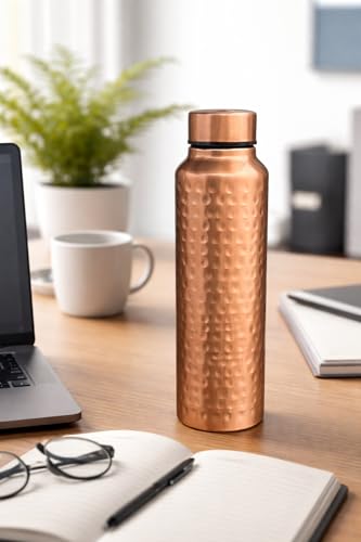 Image of Copper Plated Stainless Steel Water Bottle | 32 OZ NON-Insulated Single Walled Stainless Steel Sports Water Bottle for Cyclists, Runners, Hikers, Beach Goers, Picnics, Camping
