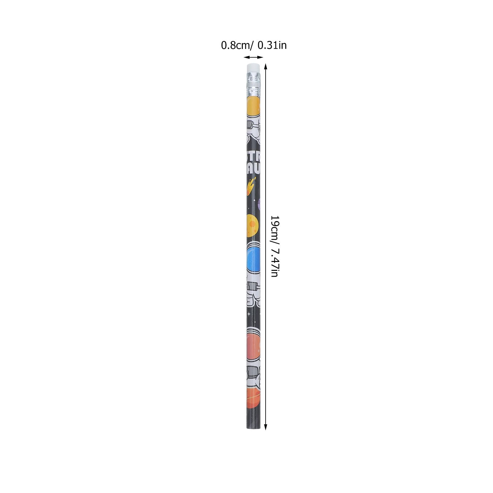 120 crayons en bois à motifs de personnages de dessins animés : Idées cadeaux pour une fête sur le thème de l'espace - Crayons HB amusants avec gommes - Fournitures scolaires pour la
