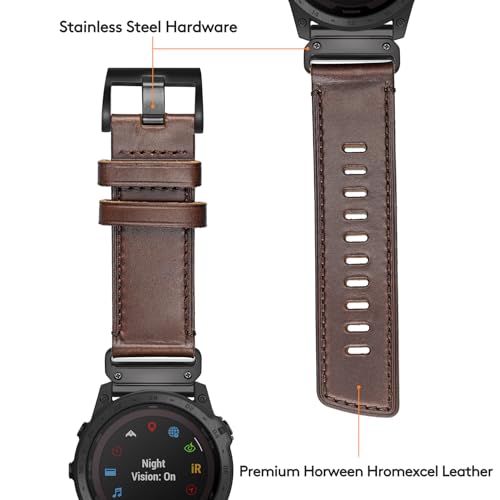 Correa de cuero Horween para reloj compatible Garmin miniatura 6