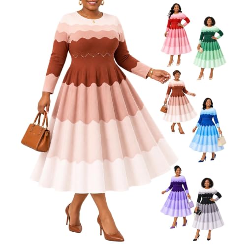 Midi Dresses for Women Fall 2026 Pearl Elegant Church Viral Bouncy Dress - image 1